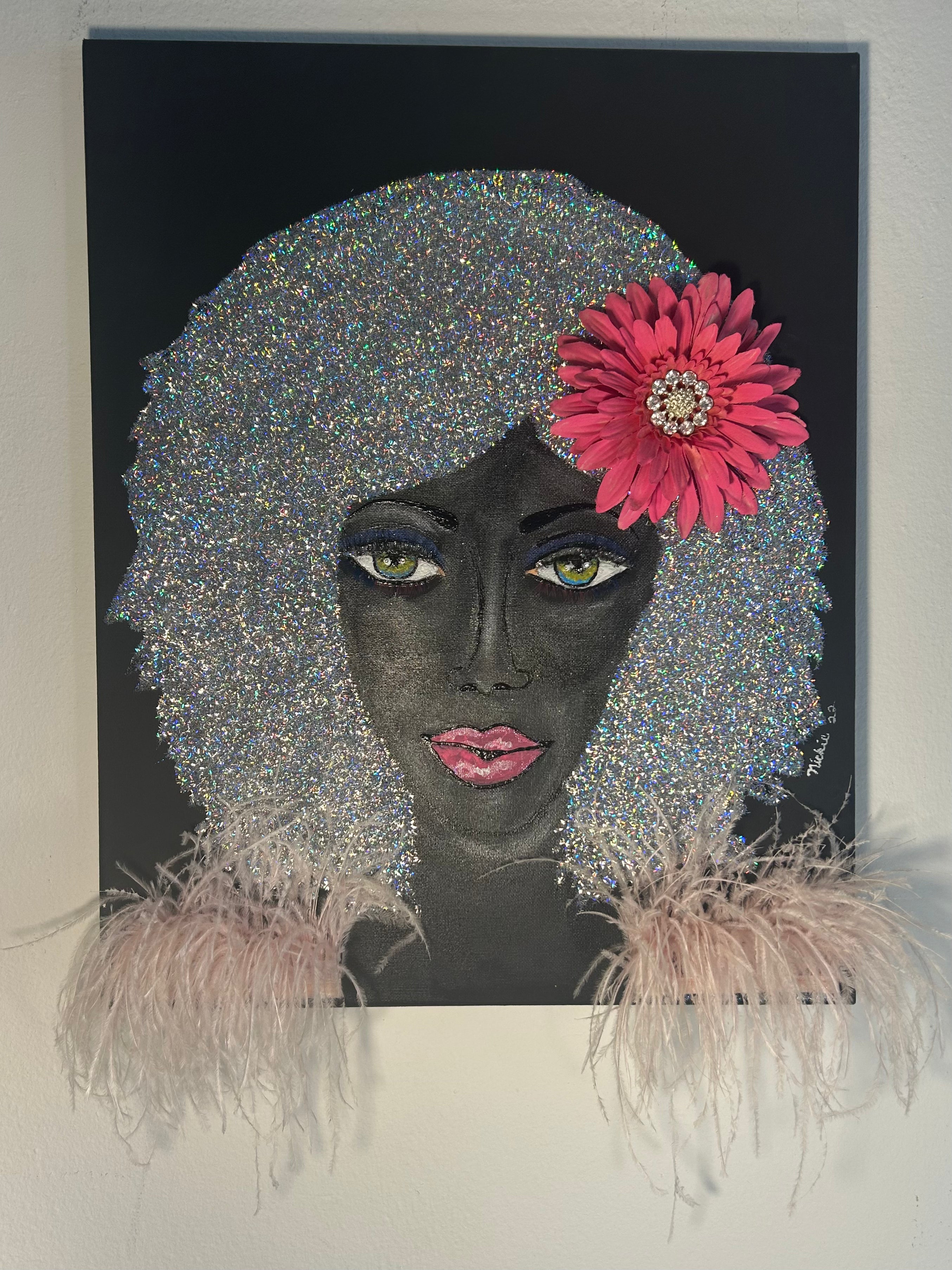 Pink on Black Canvas