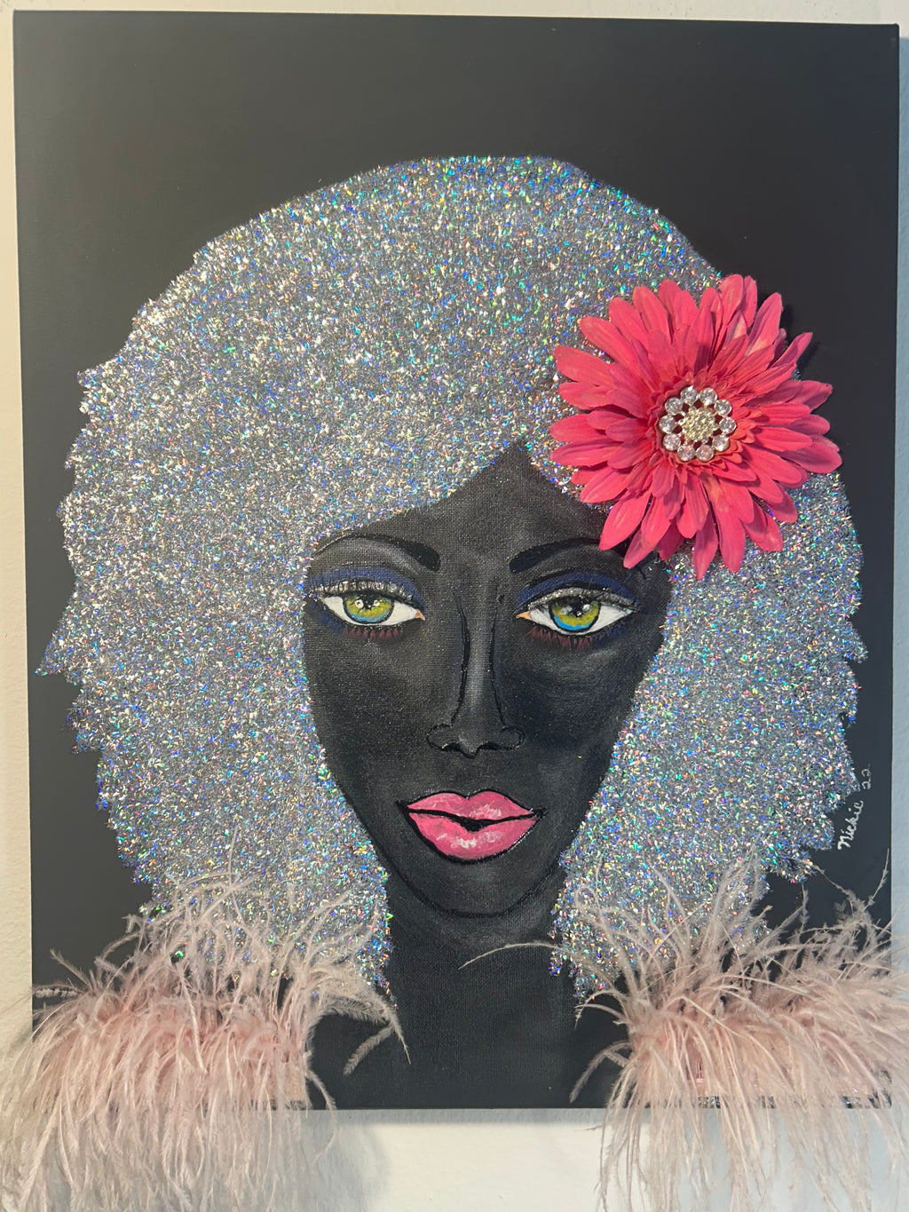 Pink on Black Canvas
